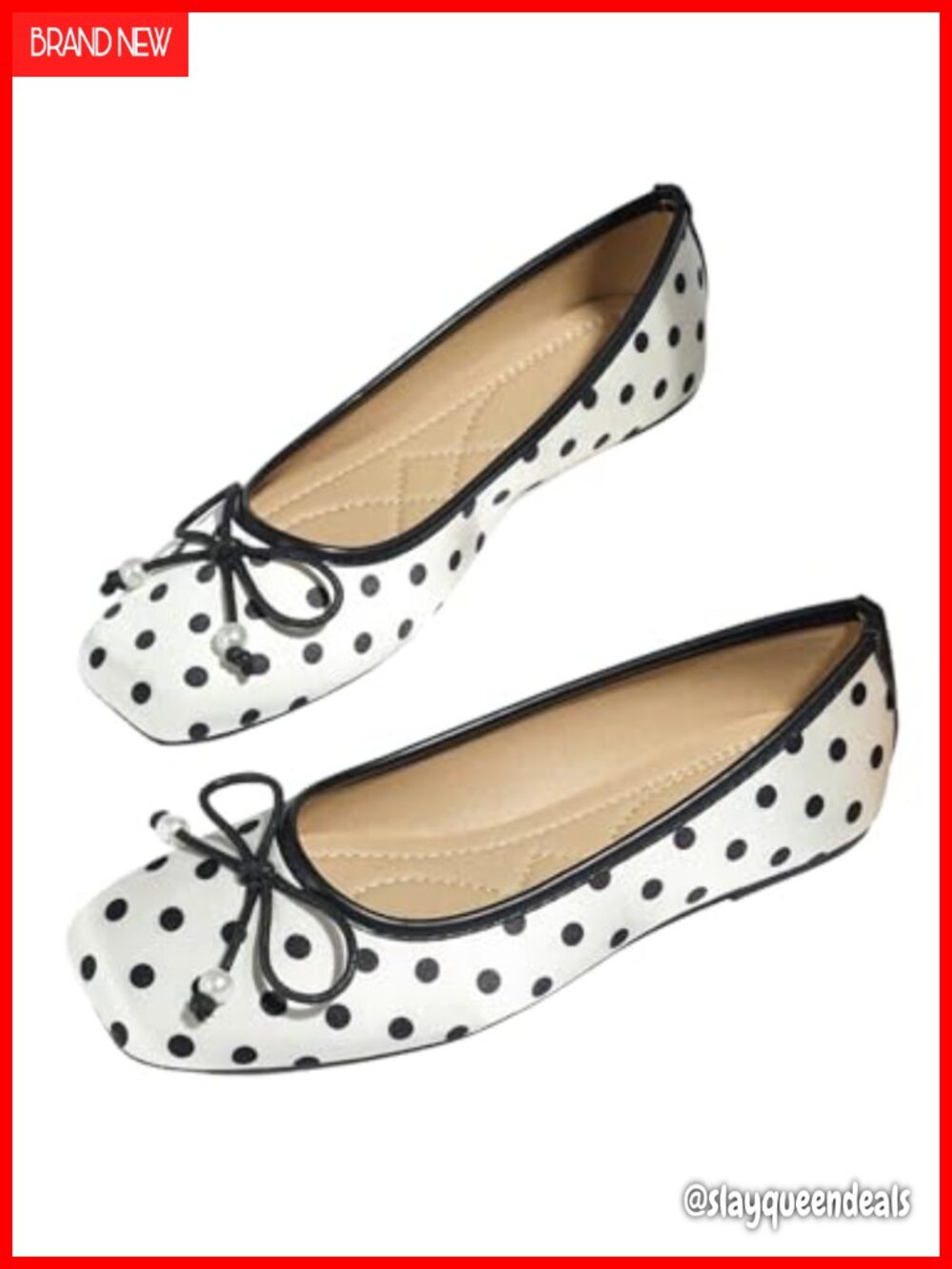 Bow Knot Polka Dots Ballet Flats Faux Leather Durable Comfortable Going Out